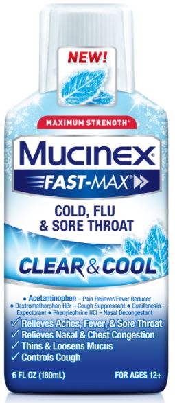 MUCINEX FASTMAX Clear  Cool Adult Liquid  Cold Flu  Sore Throat